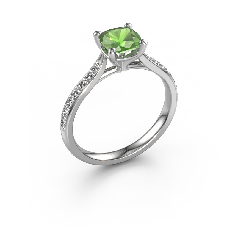 Image of Engagement ring Mignon cus 2 950 platinum Tourmaline green 6 mm
