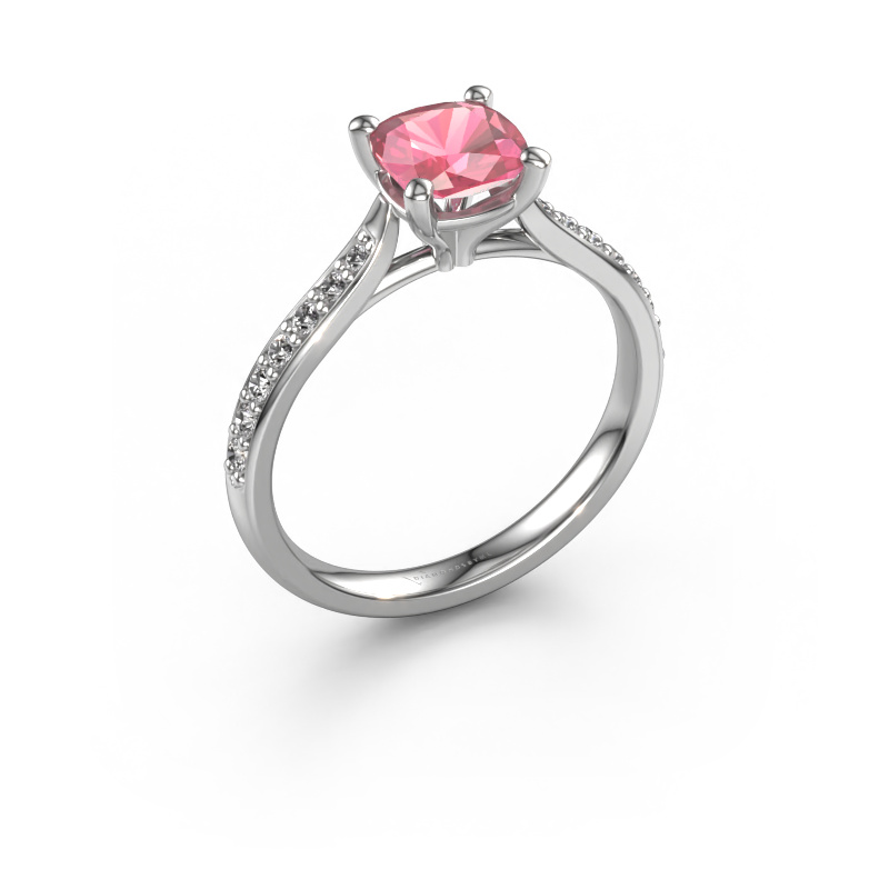 Image of Engagement ring Mignon cus 2 950 platinum Tourmaline pink 6 mm