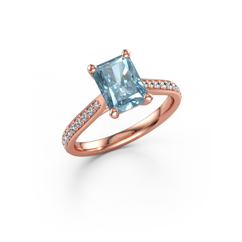 Immagine di Anello di fidanzamento Mignon RAD 2 585 oro rosa Diamante lab grown blu 8x6 mm