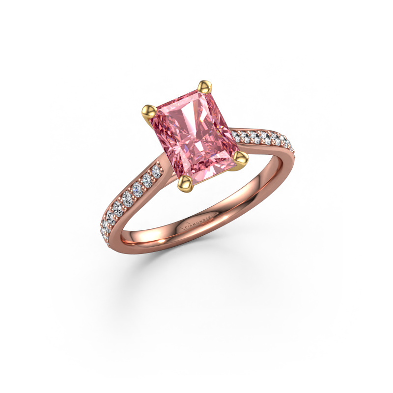 Image of Engagement ring Mignon RAD 2 585 rose gold Pink lab grown diamond 8x6 mm