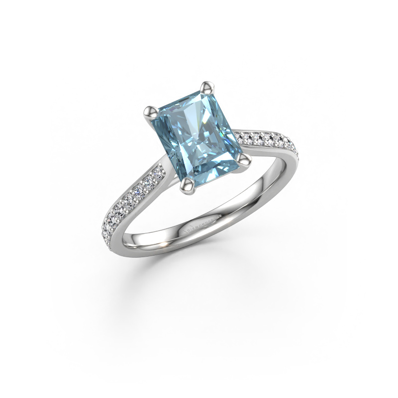 Bild av Förlovningsring Mignon RAD 2 950 platina Blå labbodlad diamant 8x6 mm
