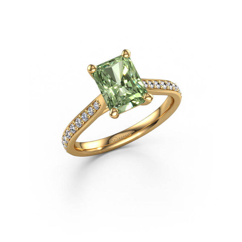 Image of Engagement ring Mignon RAD 2 585 gold Green lab grown diamond 8x6 mm