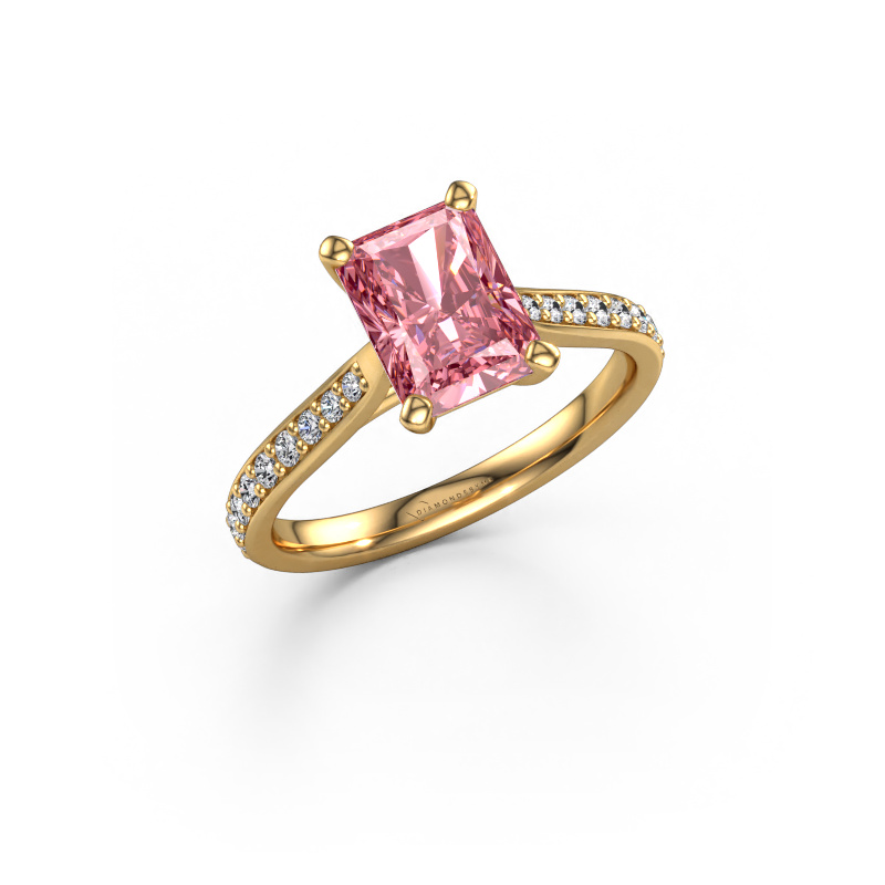 Image of Engagement ring Mignon RAD 2 585 gold Pink lab grown diamond 8x6 mm