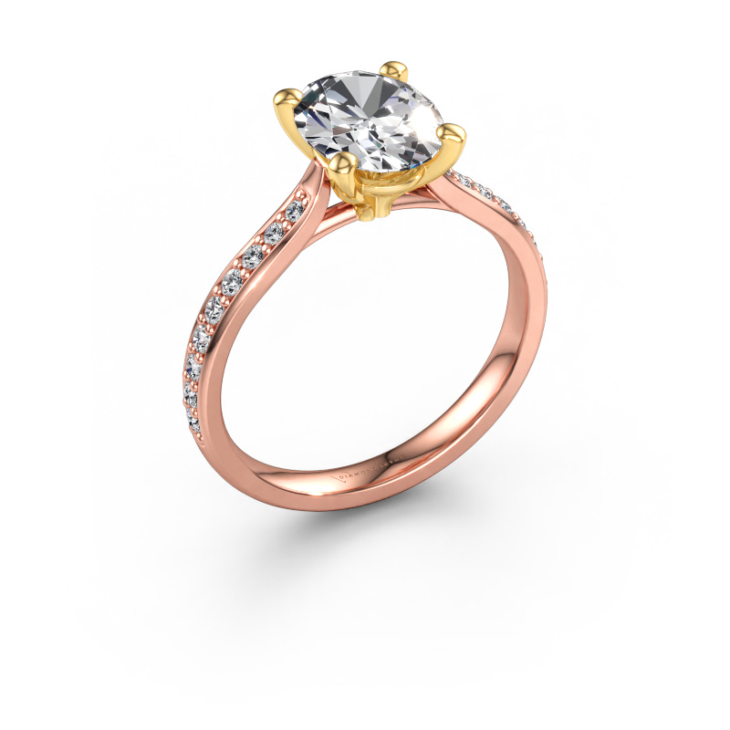 Afbeelding van Verlovingsring Mignon OVL 2 585 rosé goud Diamant 2.039 crt