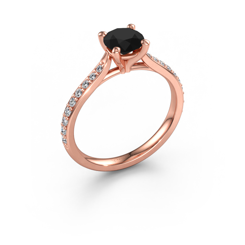Immagine di Anello di fidanzamento Mignon RND 2 585 oro rosa Diamante nero 1.199 crt