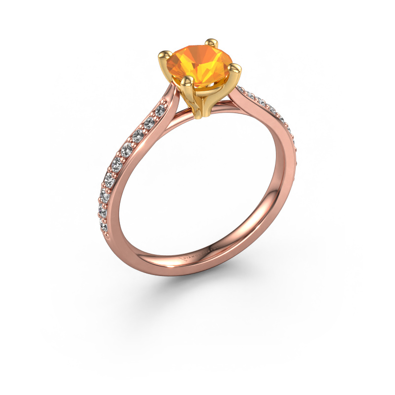 Image of Engagement ring Mignon rnd 2 585 rose gold Citrin 6 mm