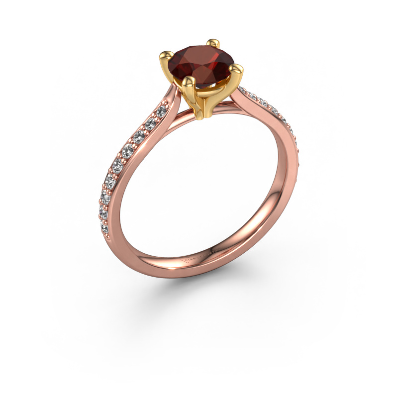 Image of Engagement ring Mignon rnd 2 585 rose gold Garnet 6 mm