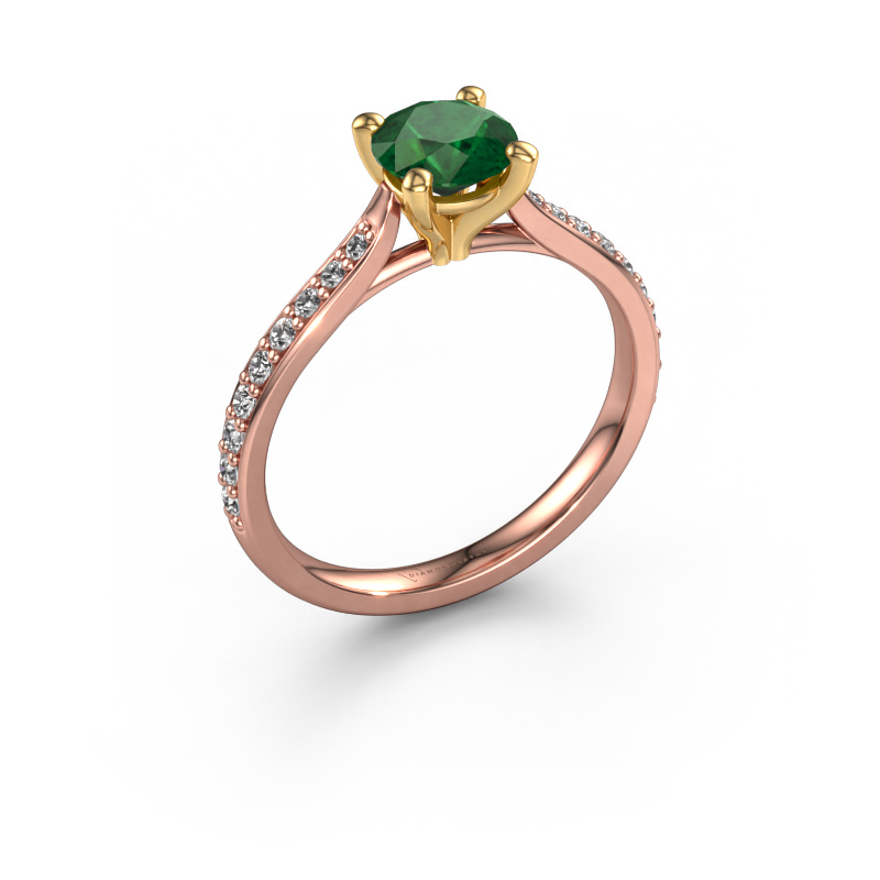 Bild von Verlobungsring Mignon rnd 2 585 Roségold Smaragd 6 mm
