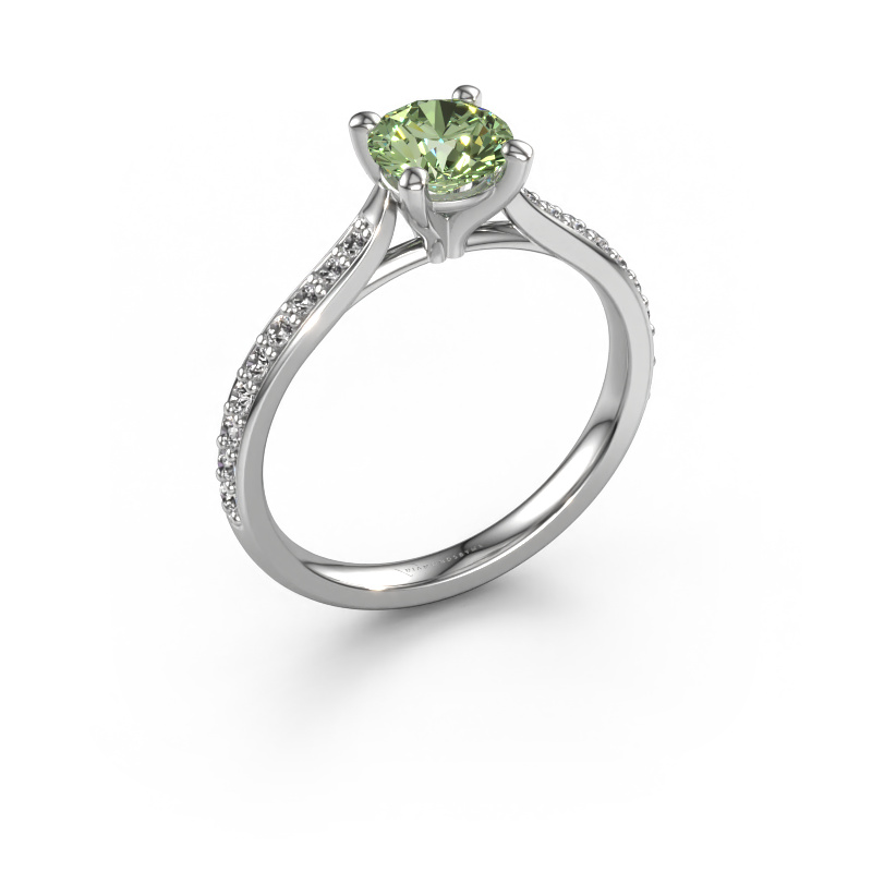 Image of Engagement ring Mignon rnd 2 950 platinum Green lab grown diamond 6 mm
