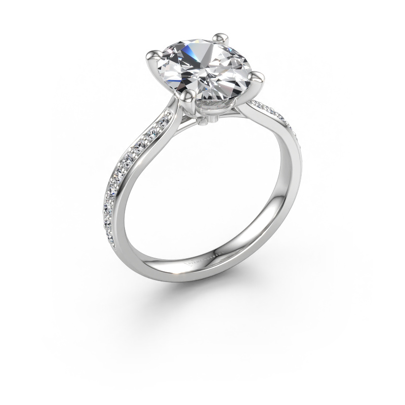 Immagine di Anello di fidanzamento Mignon OVL 2 585 oro bianco Diamante lab grown 2.939 crt