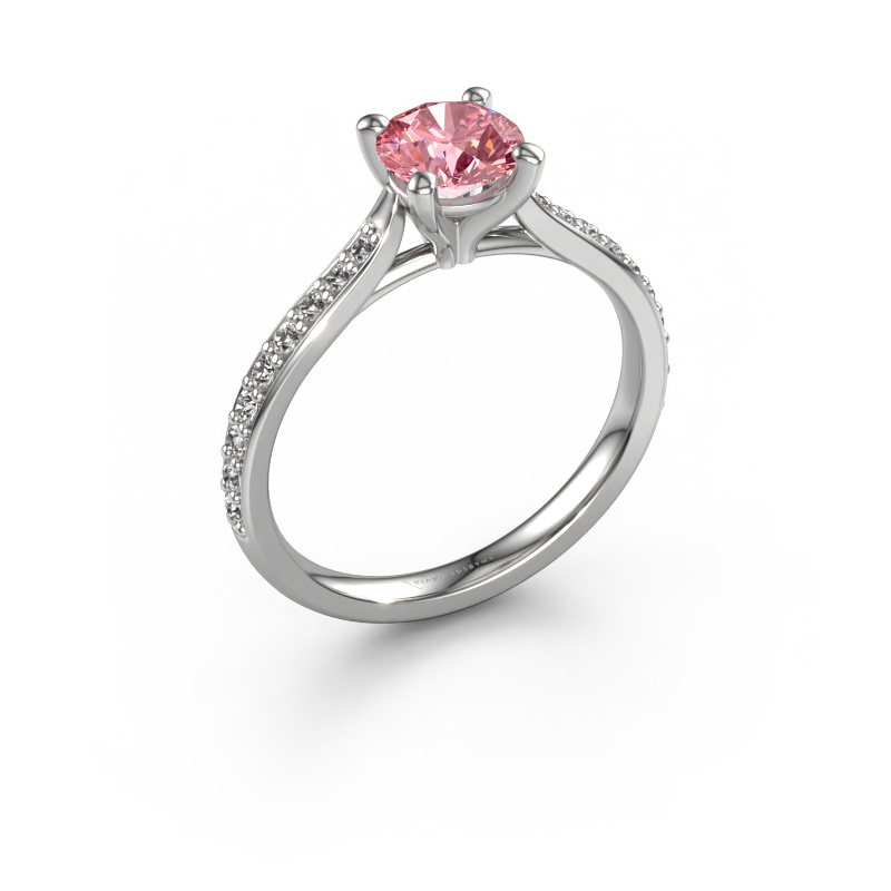 Image de Bague de fiançailles Mignon rnd 2 950 platine Diamant synthétique roze 6 mm