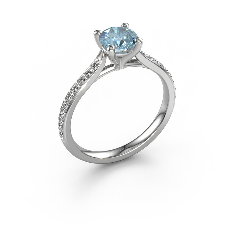 Image of Engagement ring Mignon rnd 2 950 platinum Blue lab grown diamond 6 mm