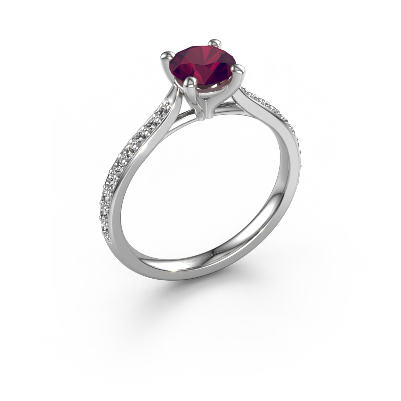 Bild von Verlobungsring Mignon rnd 2 950 Platin Rhodolit 6 mm