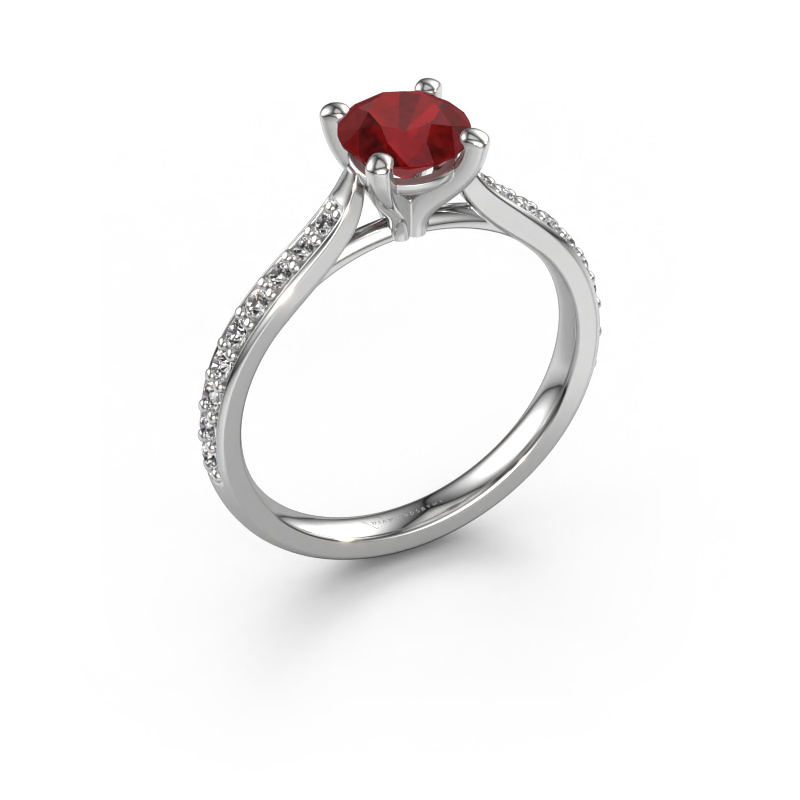 Image of Engagement ring Mignon rnd 2 950 platinum Ruby 6 mm