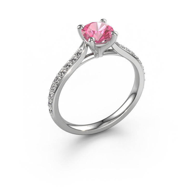 Image de Bague de fiançailles Mignon rnd 2 950 platine Saphir rose 6 mm