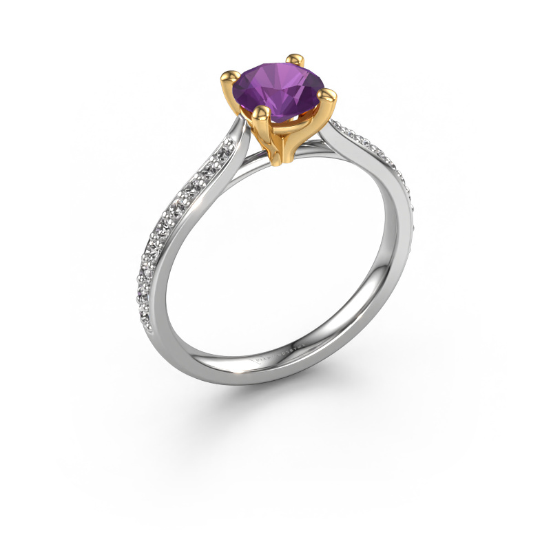 Image of Engagement ring Mignon rnd 2 585 white gold Amethyst 6 mm