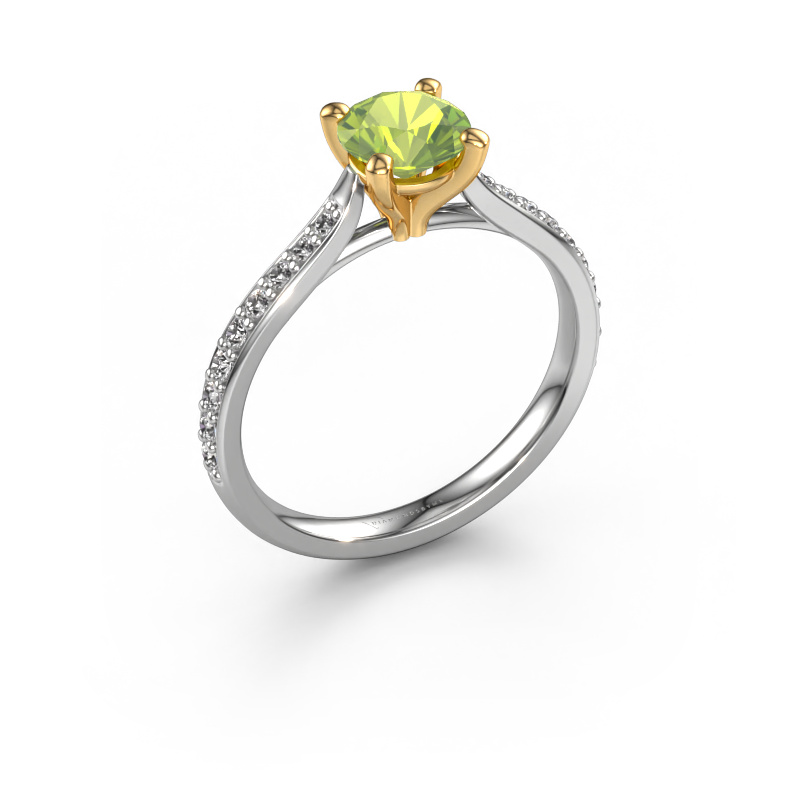 Image of Engagement ring Mignon rnd 2 585 white gold Peridot 6 mm