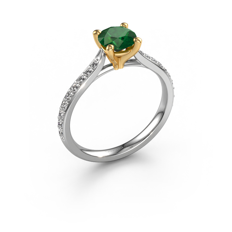 Image of Engagement ring Mignon rnd 2 585 white gold Emerald 6 mm