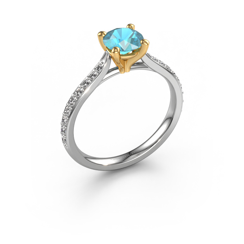 Bild von Verlobungsring Mignon rnd 2 585 Weißgold Blau Topas 6 mm