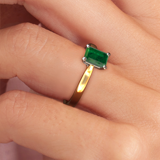 Afbeelding van Verlovingsring Mignon eme 1 585 goud Smaragd 6.5x4.5 mm