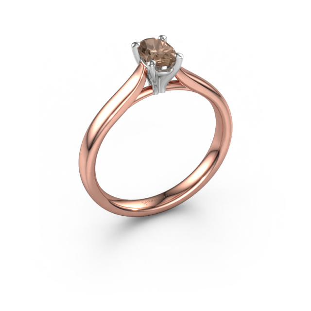 Afbeelding van Verlovingsring Mignon ovl 1 585 rosé goud Bruine diamant 0.40 crt