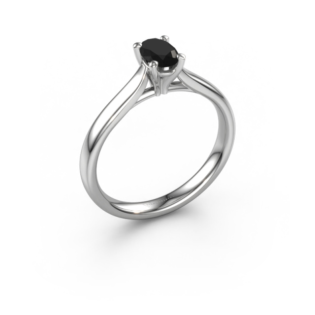 Afbeelding van Verlovingsring Mignon ovl 1 585 witgoud Zwarte diamant 0.60 crt