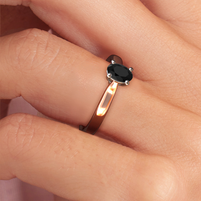 Afbeelding van Verlovingsring Mignon ovl 1 585 rosé goud Zwarte diamant 0.60 crt