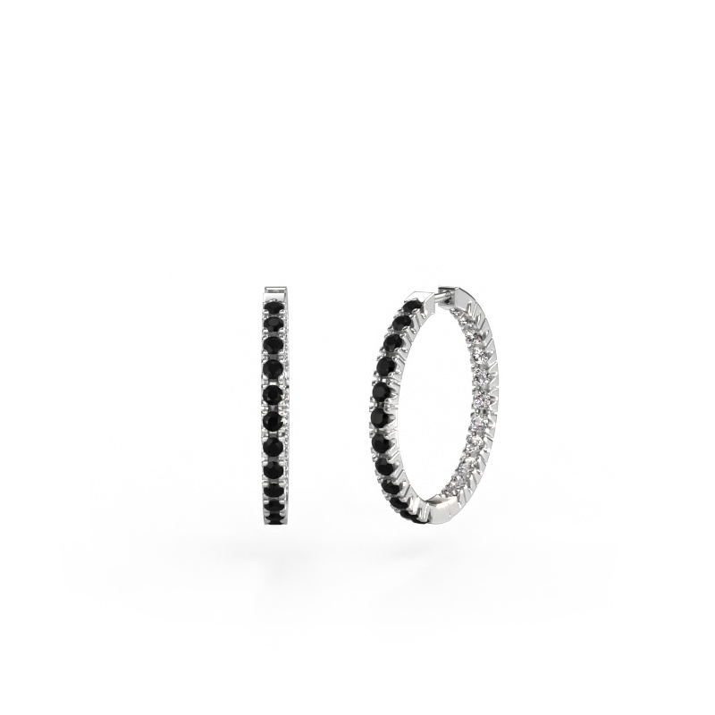 Image of Hoop earrings Miki 20mm 585 white gold Black diamond 1.524 crt