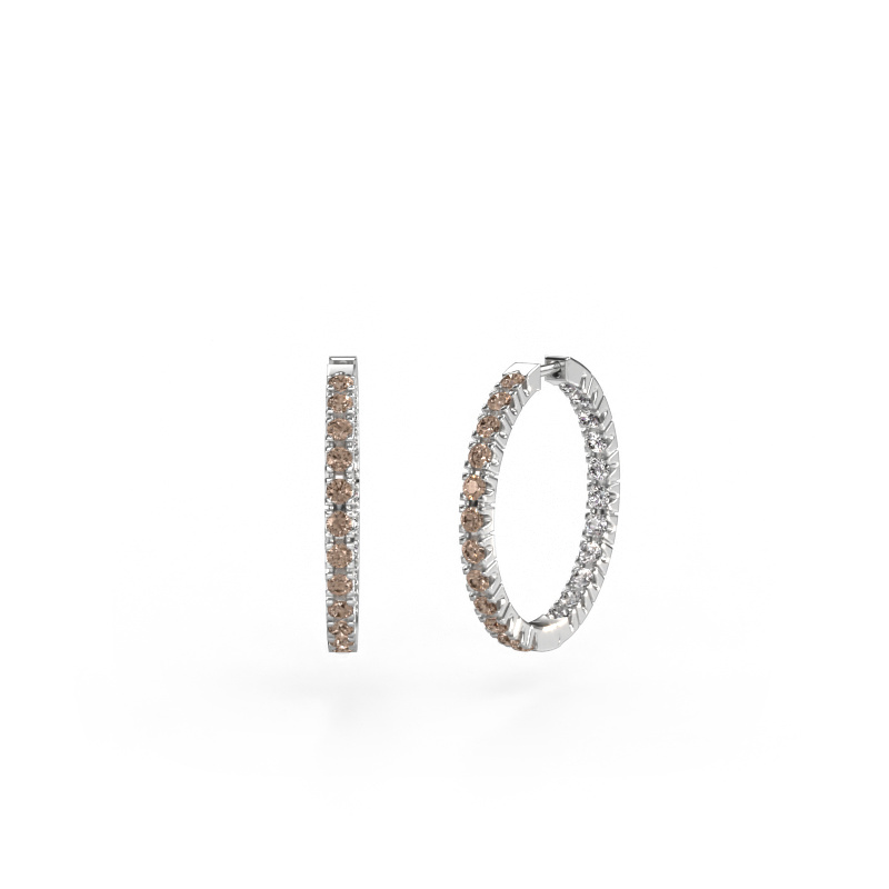 Image of Hoop earrings Miki 20mm 585 white gold Brown diamond 1.38 crt