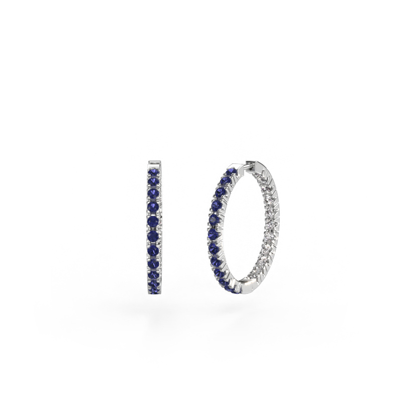 Image of Hoop earrings Miki 20mm 585 white gold Sapphire 2 mm