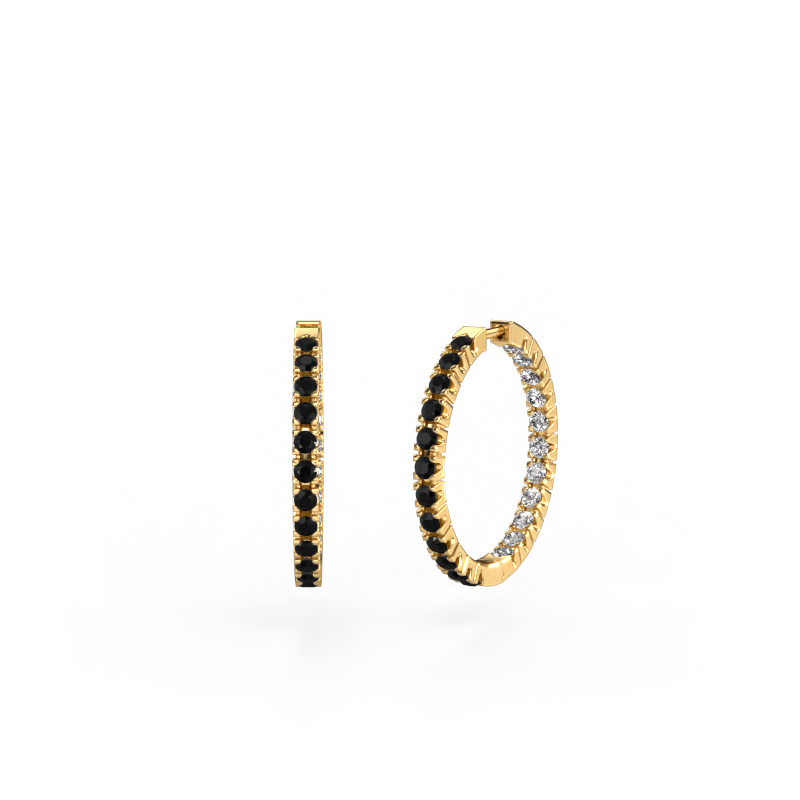 Image of Hoop earrings Miki 20mm 585 gold Black diamond 1.524 crt