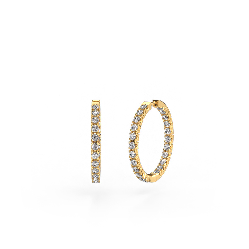 Image of Hoop earrings Miki 20mm 585 gold Zirconia 2 mm