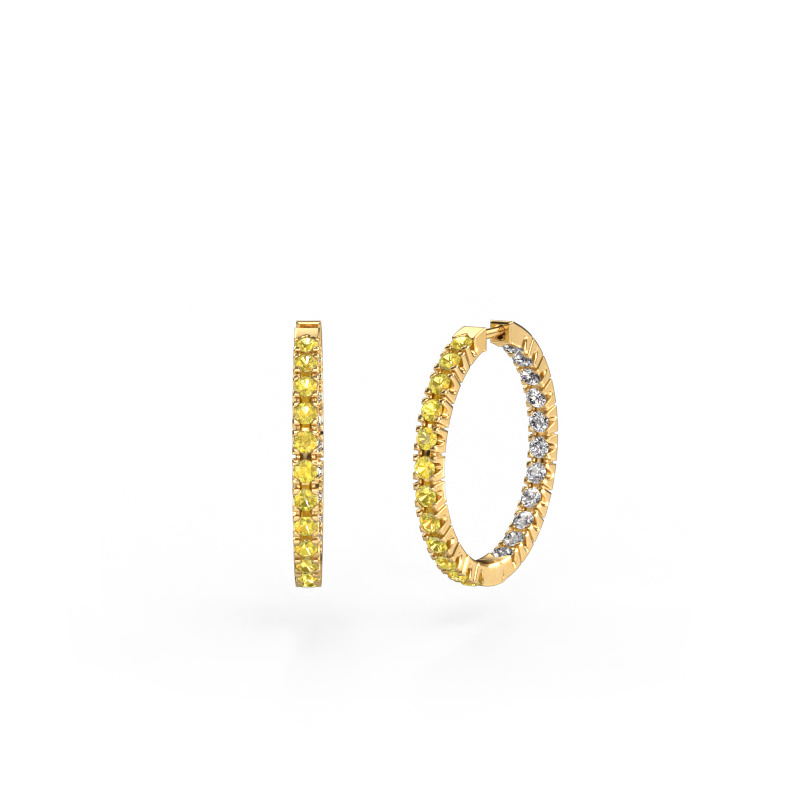 Afbeelding van Creolen Miki 20mm 585 goud Gele saffier 2 mm