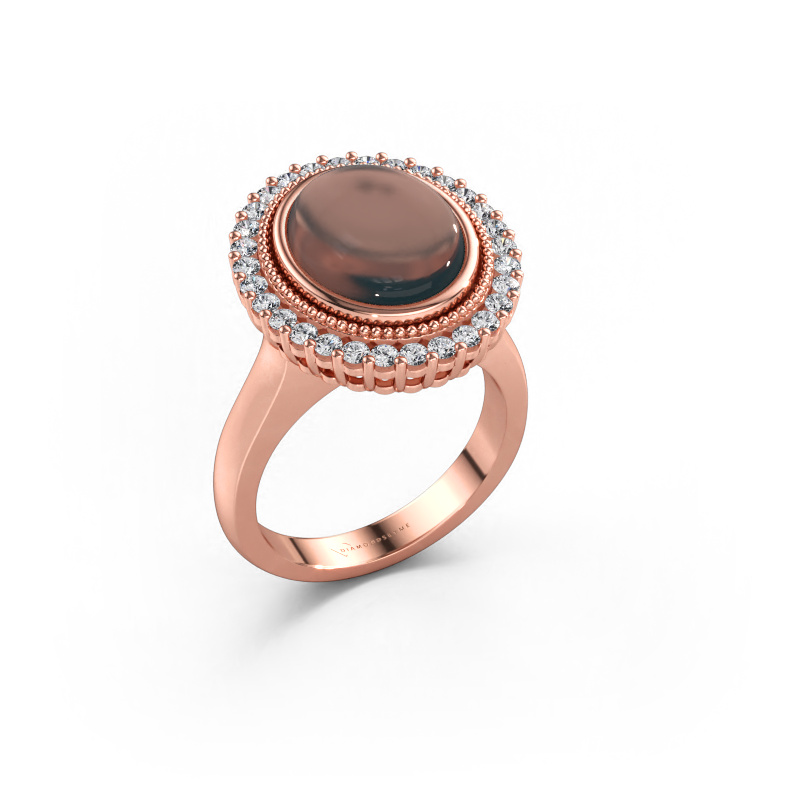 Immagine di Anello Mila 585 oro rosa Quarzo fumé 12x10 mm