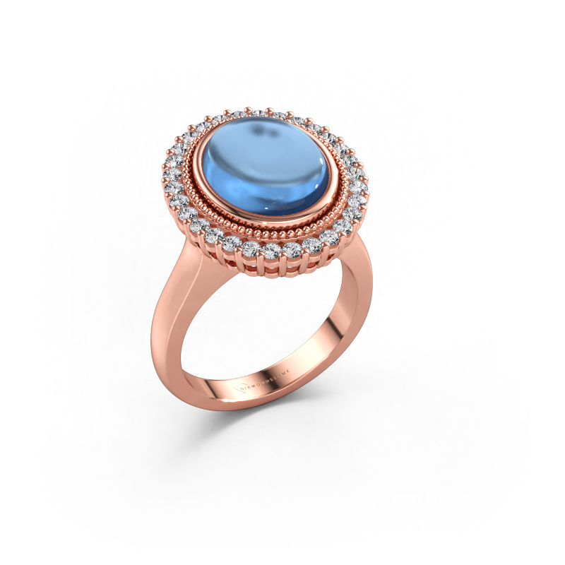 Immagine di Anello Mila 585 oro rosa Topazio blu 12x10 mm