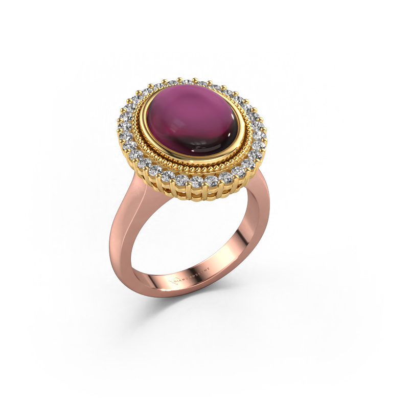 Image of Ring Mila 585 rose gold Rhodolite 12x10 mm