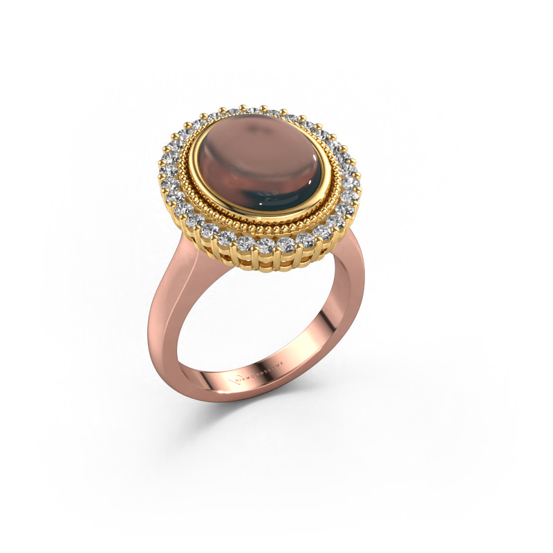Image of Ring Mila 585 rose gold Smokey quartz 12x10 mm