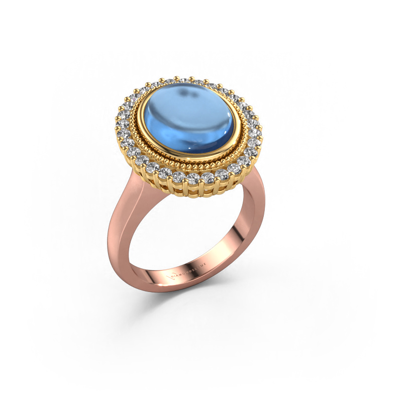 Image of Ring Mila 585 rose gold Blue topaz 12x10 mm