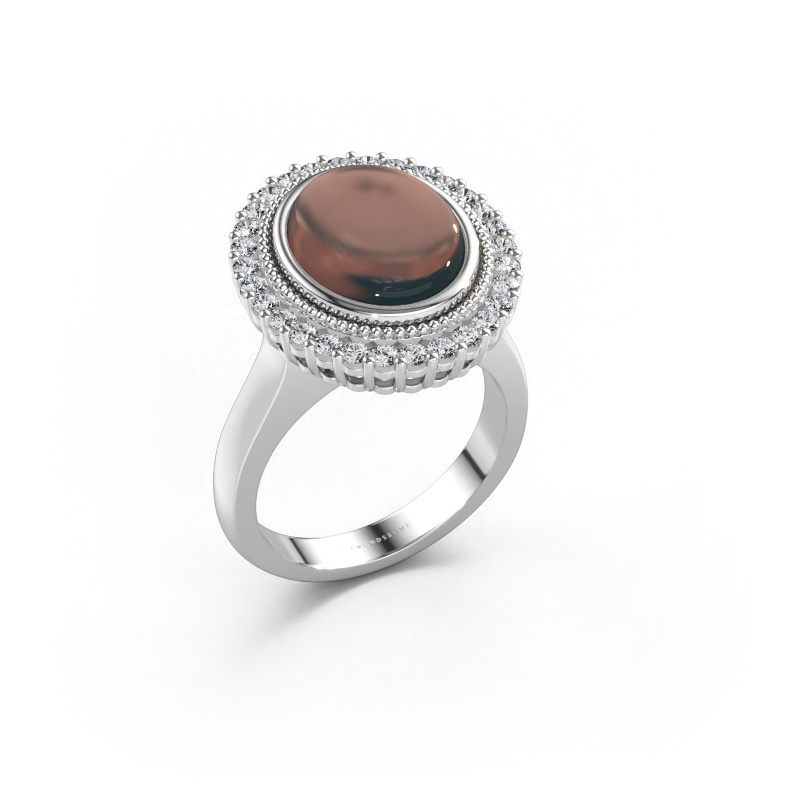 Immagine di Anello Mila 585 oro bianco Quarzo fumé 12x10 mm