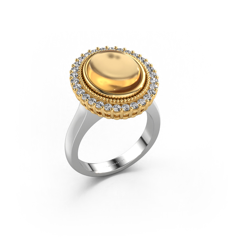 Image de Bague Mila 585 or blanc Citrine 12x10 mm