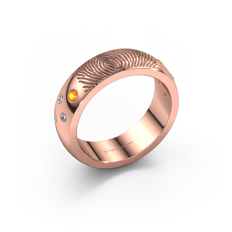 Image of Wedding ring Minke 585 rose gold ±0.24x0.09in Citrin 2 mm