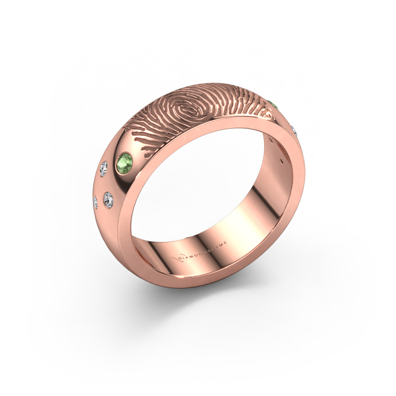 Bild von Ehering Minke 585 Roségold ±6x2.3 mm Turmalin grün 2 mm