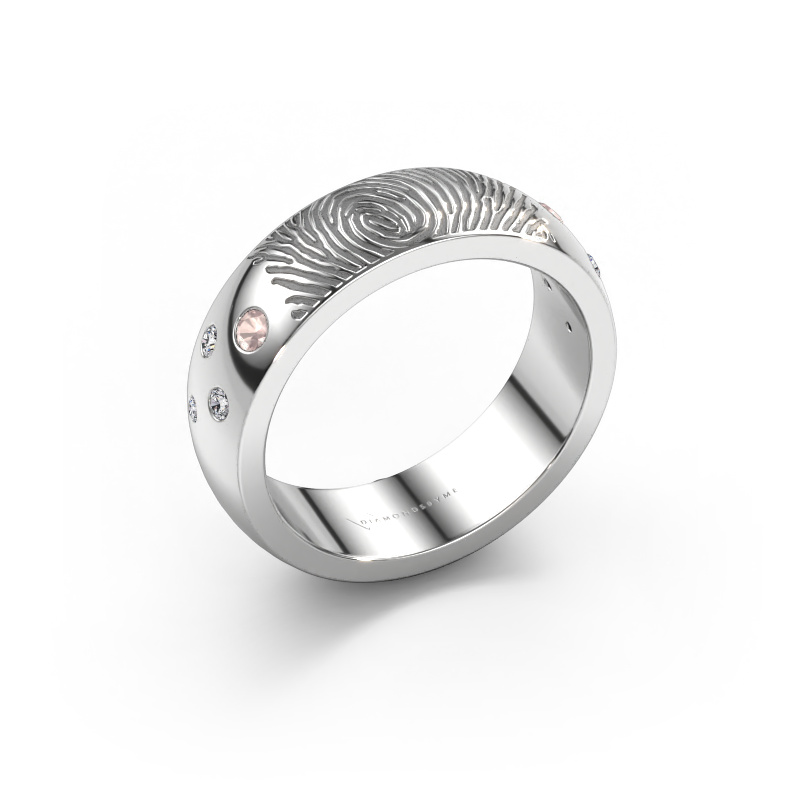 Image of Wedding ring Minke 950 platinum ±0.24x0.09in Morganite champagne 2 mm