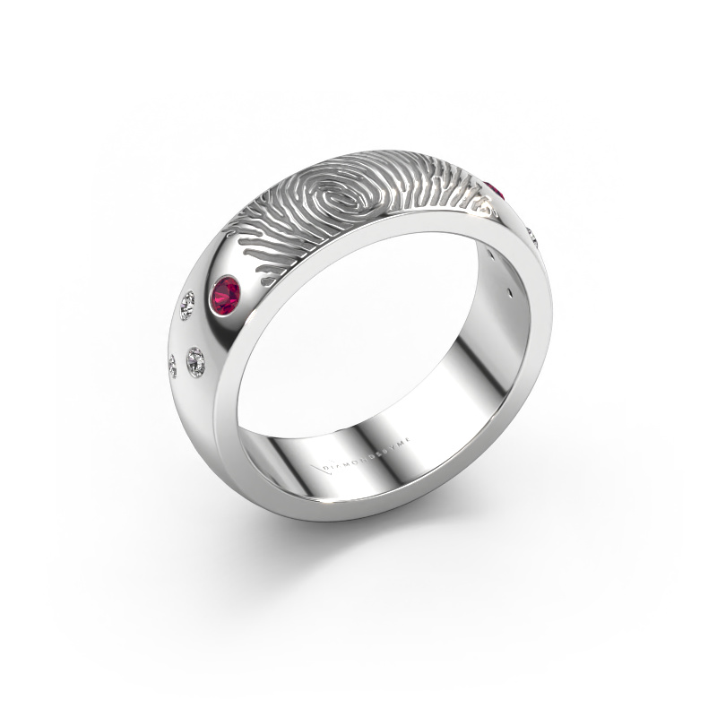Image of Wedding ring Minke 585 white gold ±0.24x0.09in Rhodolite 2 mm