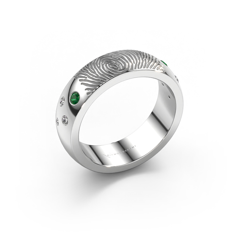 Image of Wedding ring Minke 585 white gold ±0.24x0.09in Emerald 2 mm
