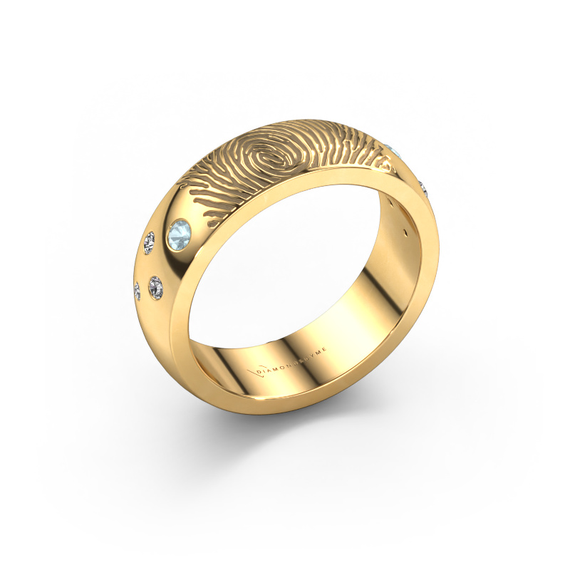 Afbeelding van Trouwring Minke 585 goud ±6x2.3 mm Aquamarijn 2 mm