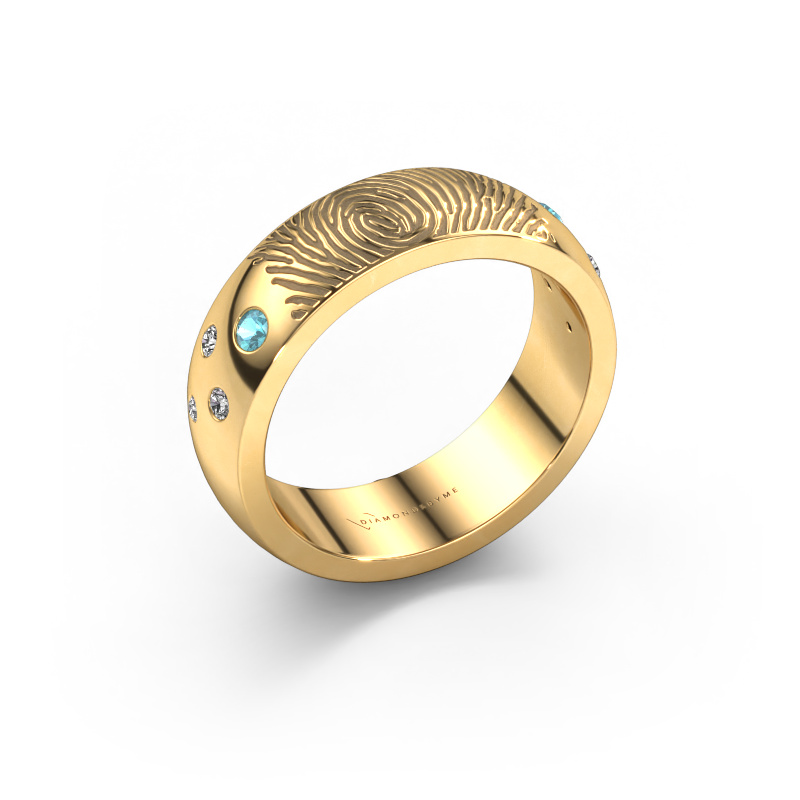 Image of Wedding ring Minke 585 gold ±0.24x0.09in Blue topaz 2 mm