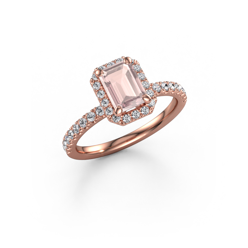 Image de Bague de fiançailles Miranda EME 585 or rose Champagne morganite 7x5 mm