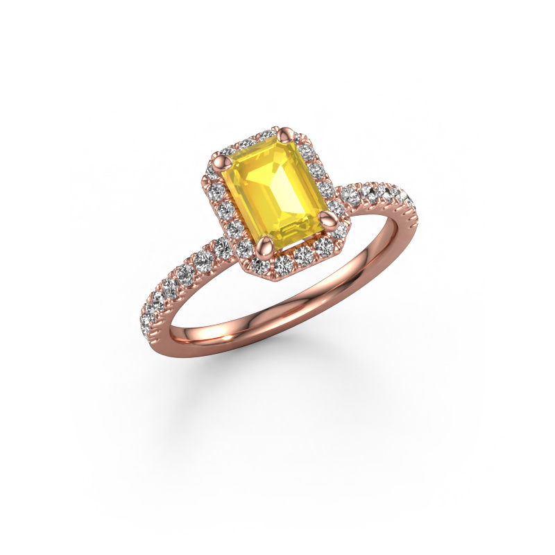 Image de Bague de fiançailles Miranda eme 585 or rose Saphir jaune 7x5 mm