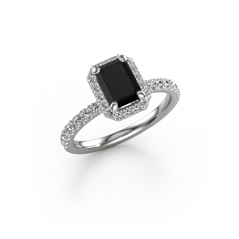 Image of Engagement ring Miranda eme 585 white gold Black diamond 1.845 crt